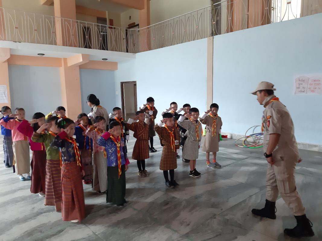 Drill for young scouts. 