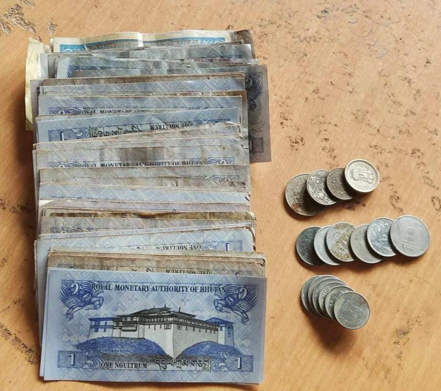 # Collecting 1 Ngultrum initiation by ketokha PS Nachung scouts.