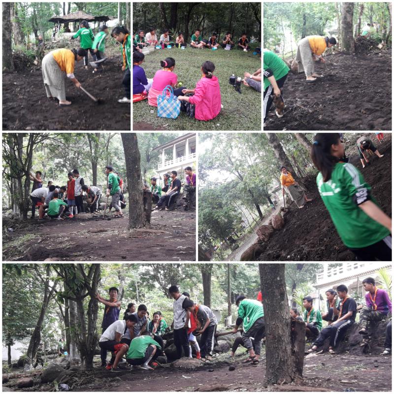 construction of Scout Den and Rock Garden