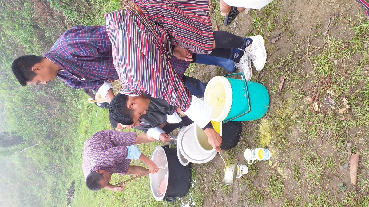 As a cook helper during Birth Anniversary of Guru Rimpoche.