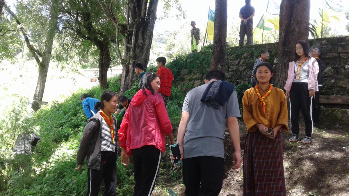 Cleaning services in school area. 