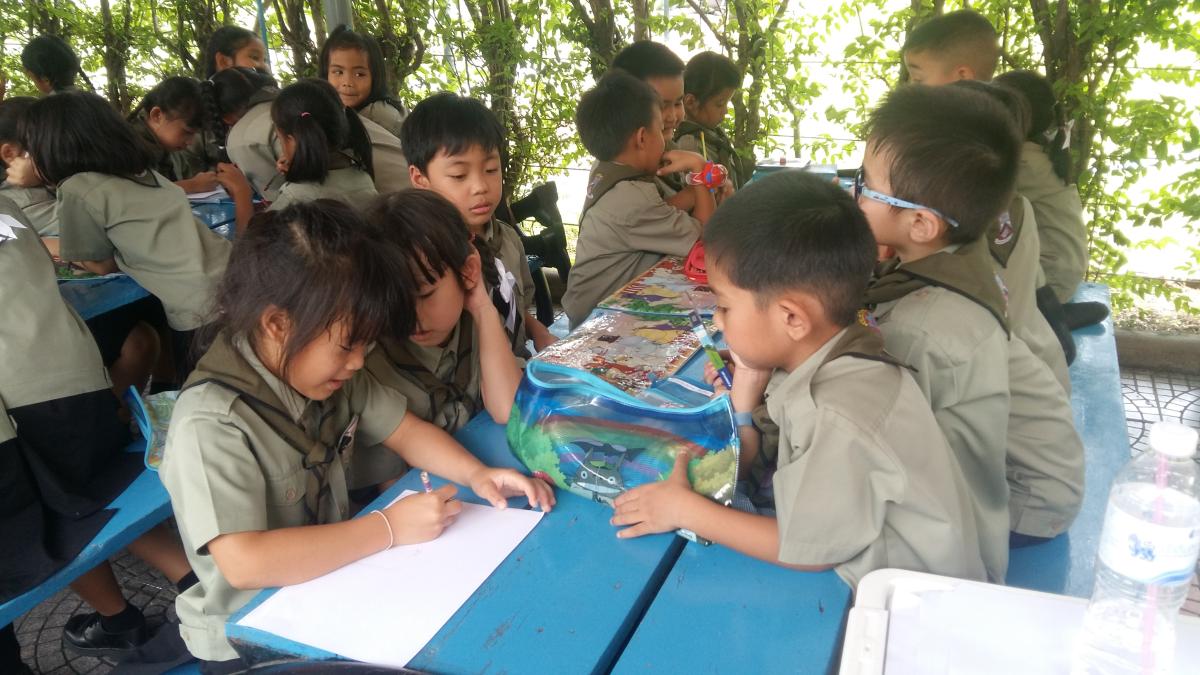 กิจกรรมวาดภาพกลุ่มของลูกเสือและเนตรนารี