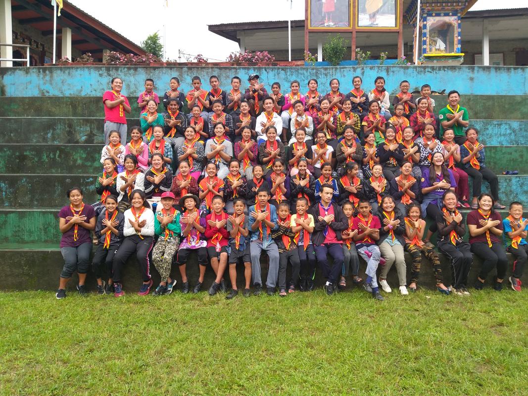 Scouts of Jangchubling LSS on a day hike
