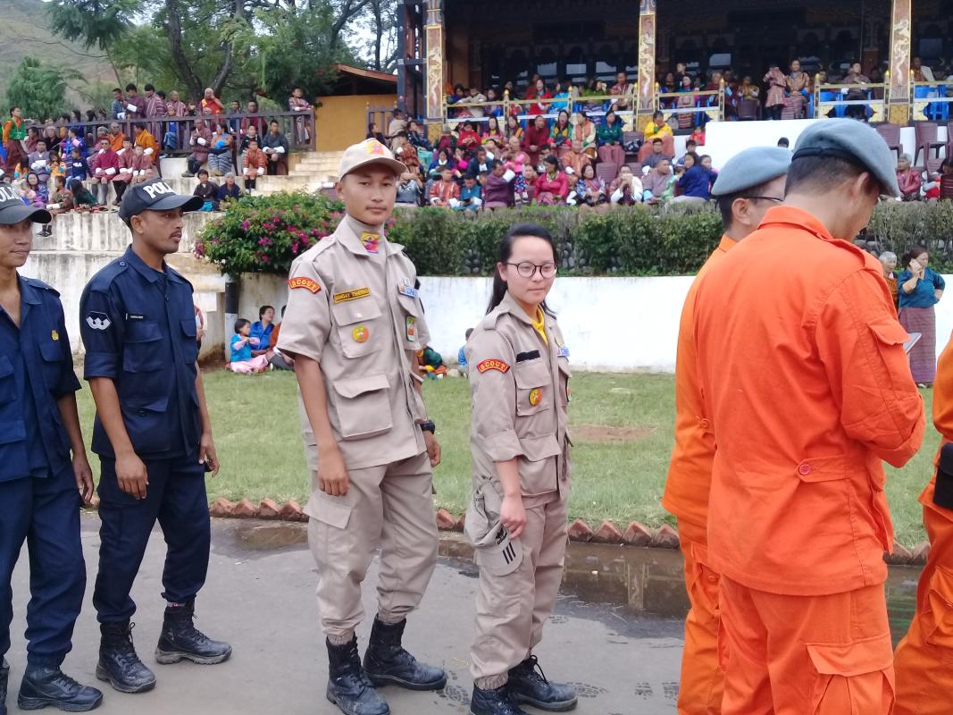 Volunteer for crowd control in wangdue Tsechu