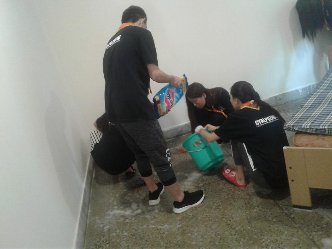 Cleaning of His Royal Highness Gyaltshab's Residence. 