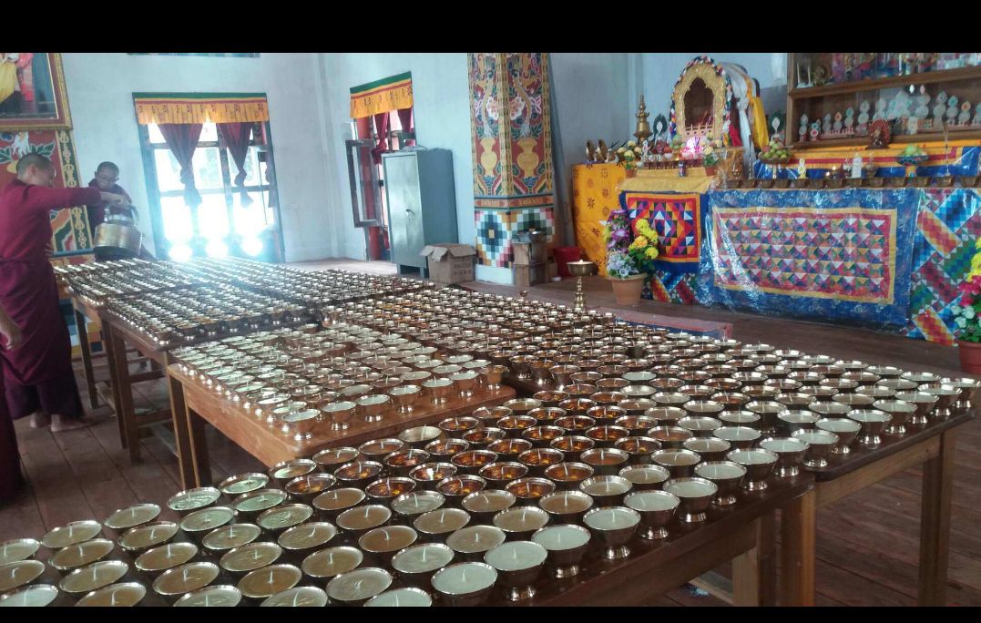 Offering of 1000 butter lamps during the 1st sermon of Lord Buddha