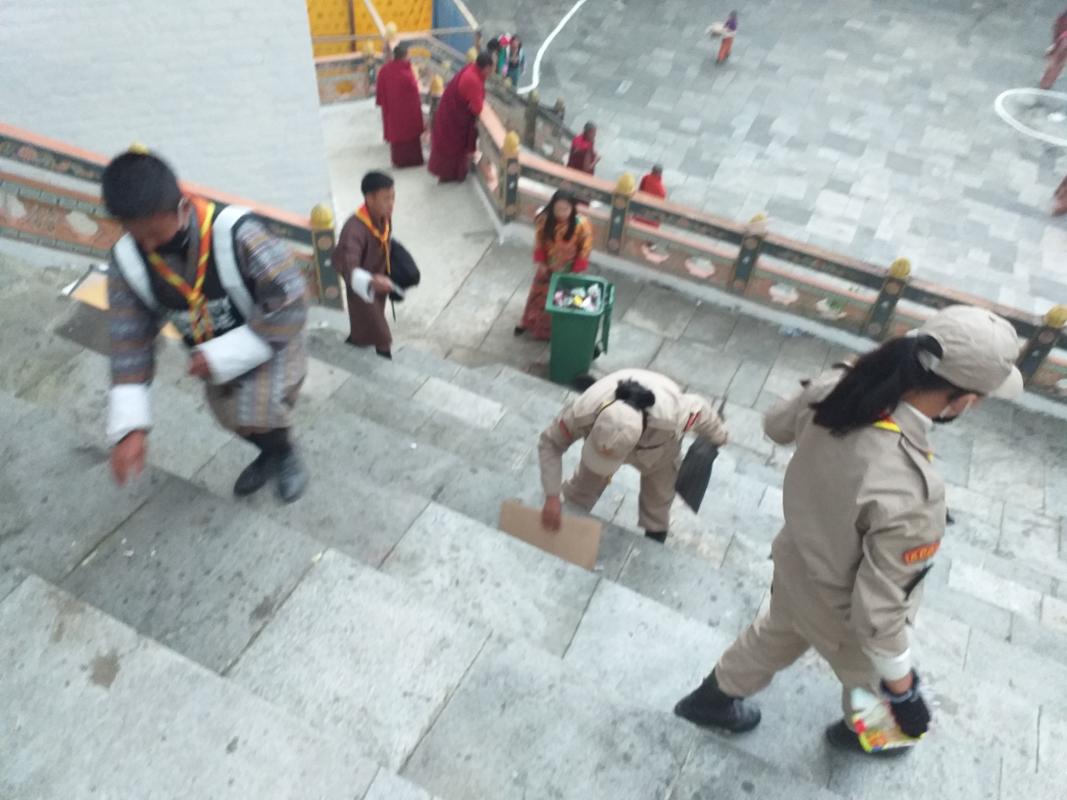 cleaning and crowed controlling during tsechu festivale
