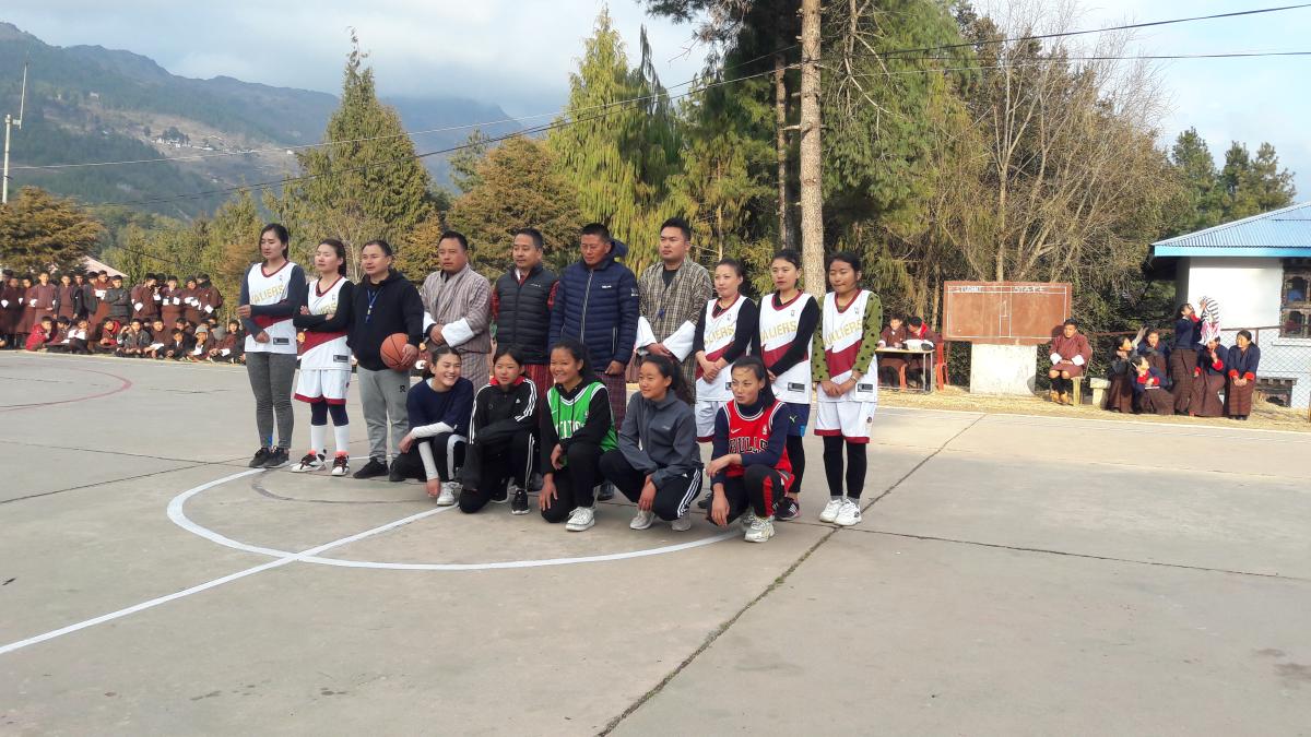 Intra basketball match among teacher and students