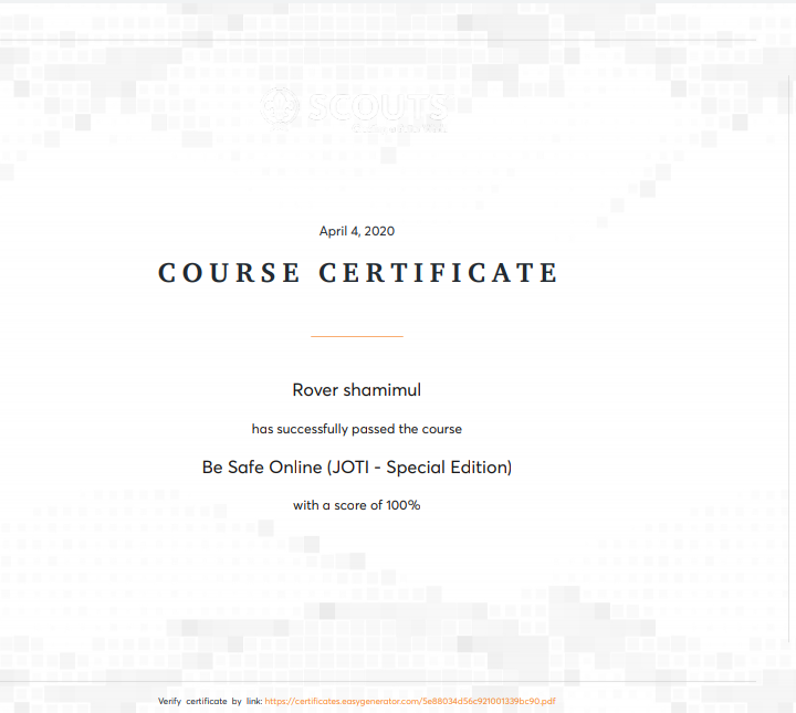 course certificate 4 April ,2020