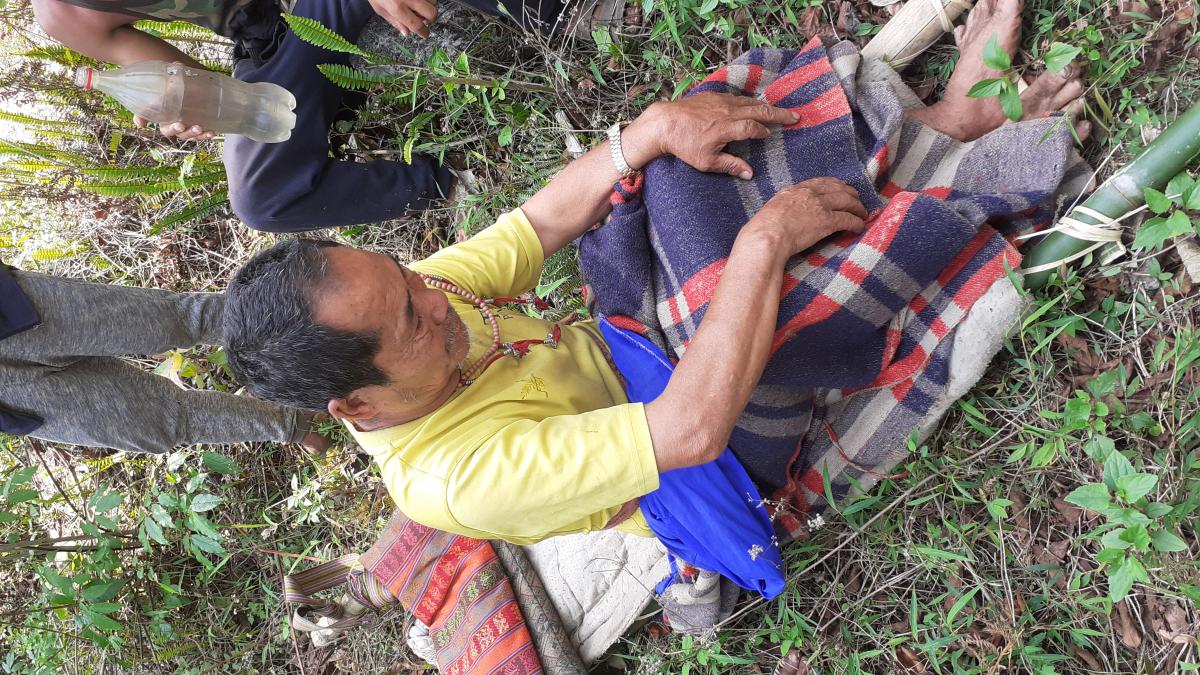 As his body is filled with patches, so to make him to hospital we reached him till memorable road 