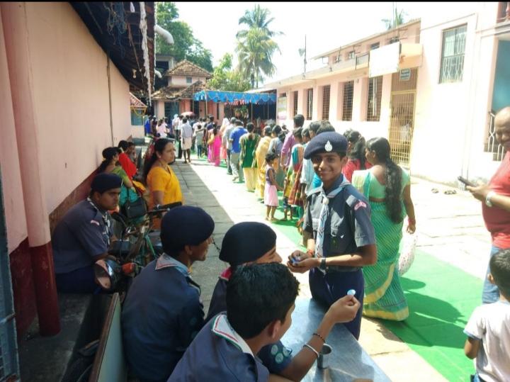 Community service at Mahishamardhini temple kadiyali udupi,Bharth scout and guide district association udupi.from 7th oct to 19 th oct 2018