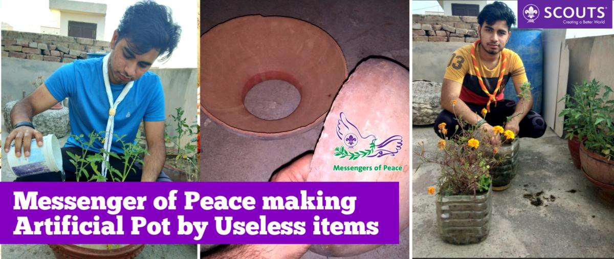 Making Artificial Pots by Recycling Plastic and Useless items.