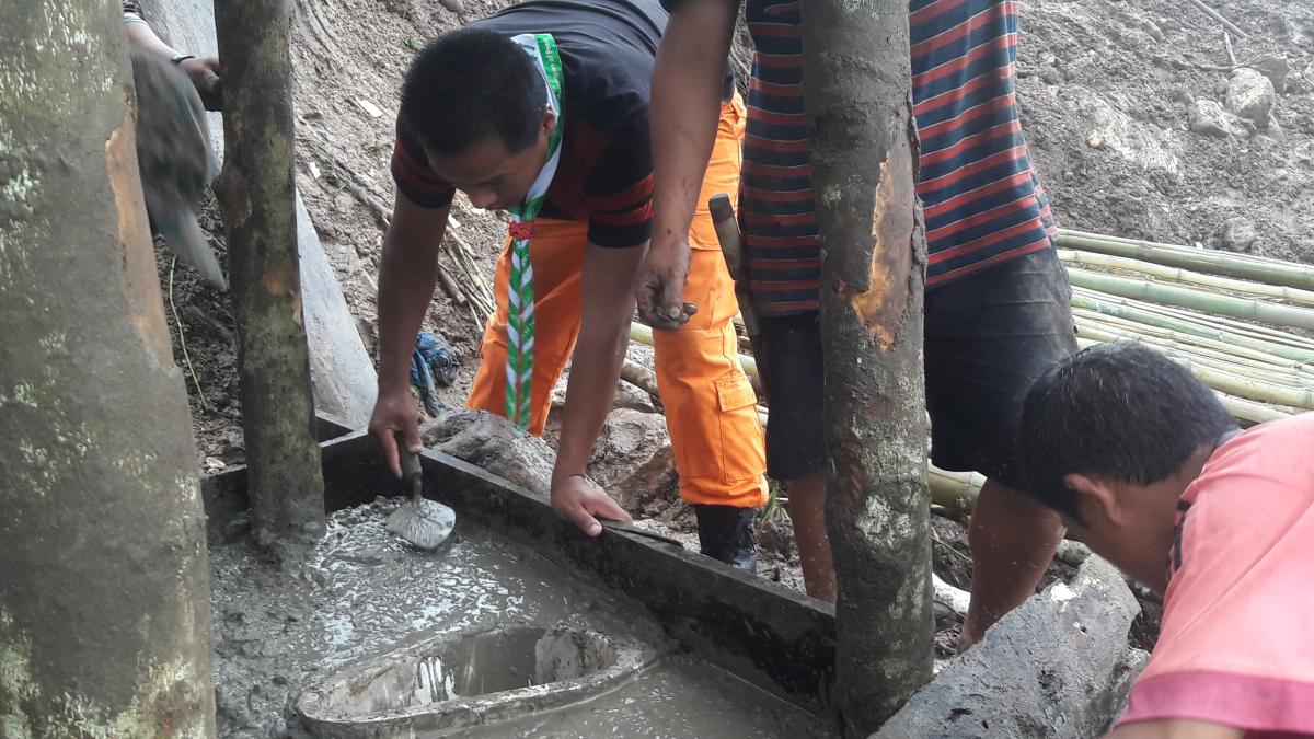 Constructed concrete toilet for duty personal and for commuters.