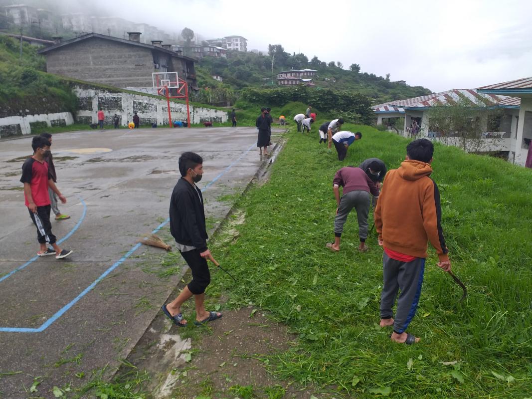cleaning of basketball court in school 