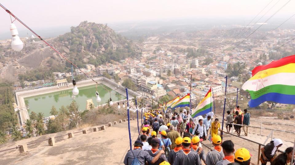 NATIONAL LEVEL ROVER & RANGER SERVICE CAMP DURING BAHUBALI. SWAMY MAHAMASTAKABHISHEKA AT SHRAVANABELAGOLA, HASSAN. DISTRICT, KARNATAKA, INDIA.