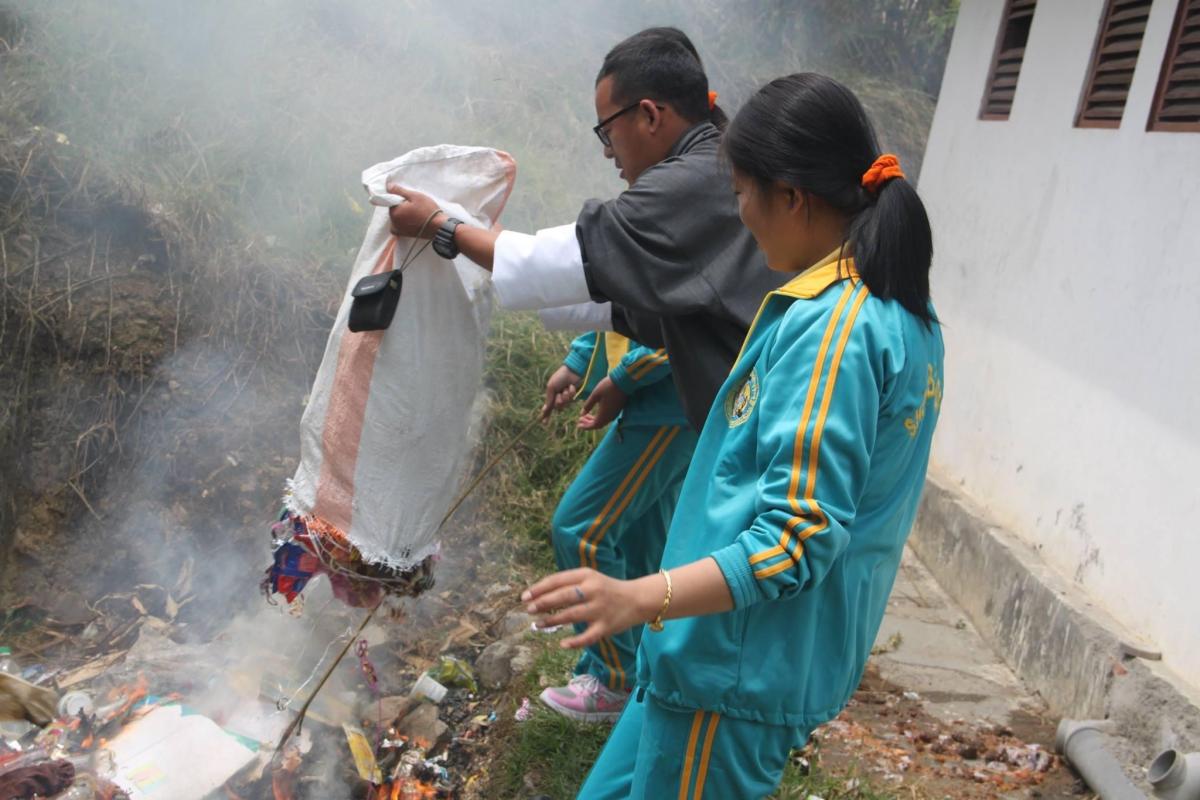 Mass Cleaning at Sherab Reldri Higher Secondary School initiated by scouts. 