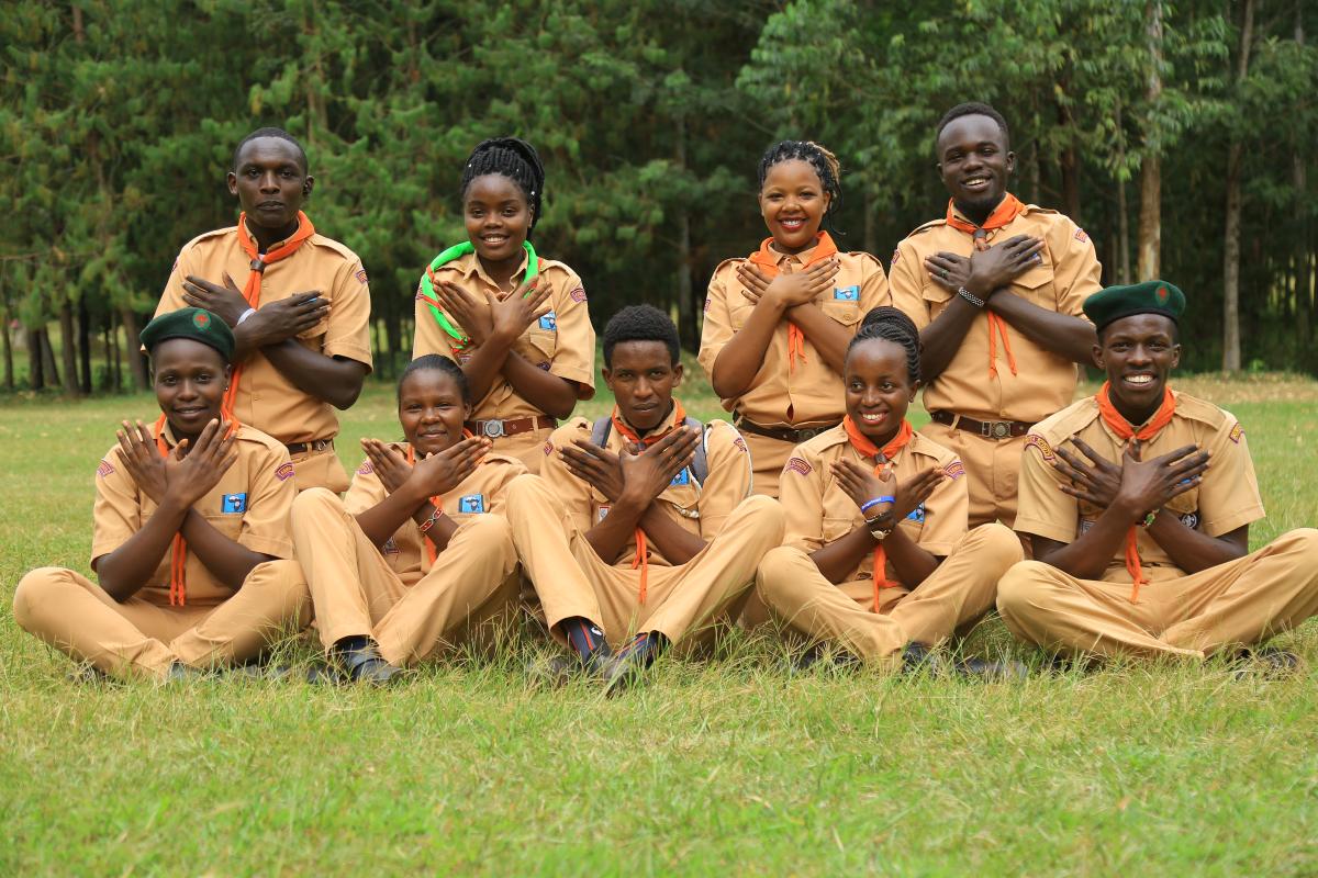 Scouts from Kisii University, Kenya commemorating the 162 Founderee through environmental conservation 