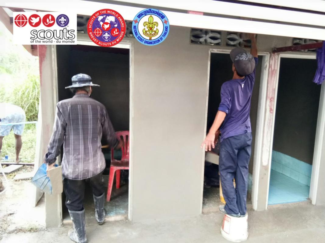 ฉาบผนังห้องน้ำด้านหน้าและด้านนอก