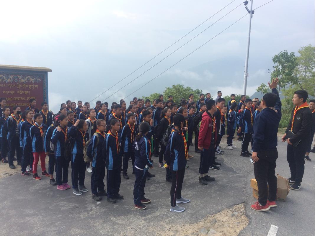 School scout hiking 