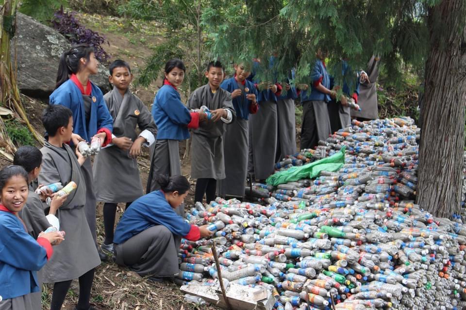 Clock tower from PET bottles 