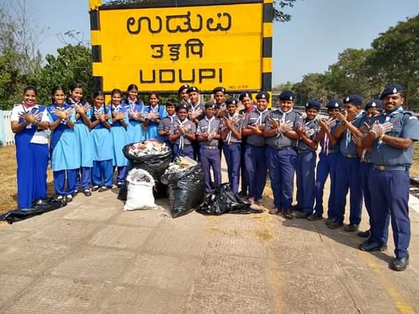 " 31'st month Swachh Bharat Cleanliness Drive" at Indrali Railway Station by BSG District Association Udupi, Karnataka state, India. 