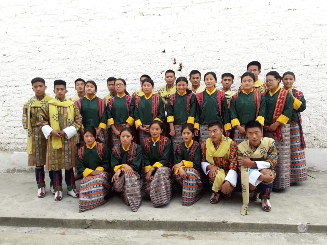 Performing dance at Tshechu 