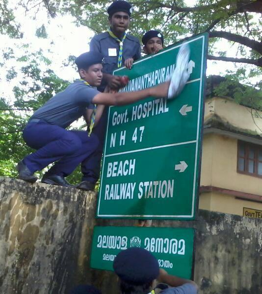 Cleaning Traffic Sign Posts