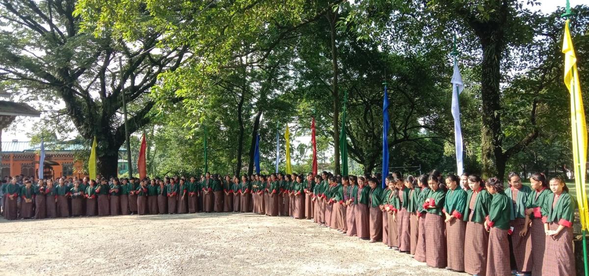 Raising prayer flag: Class X project