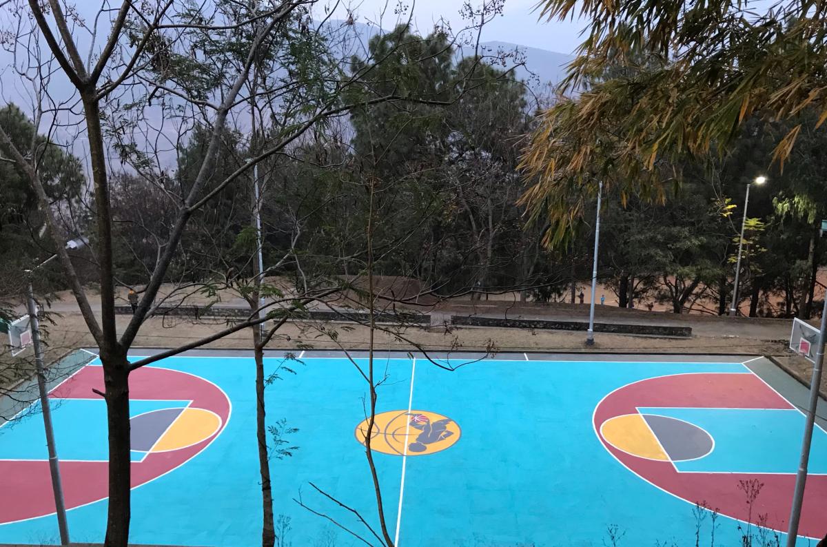 Painting college Basket ball court 