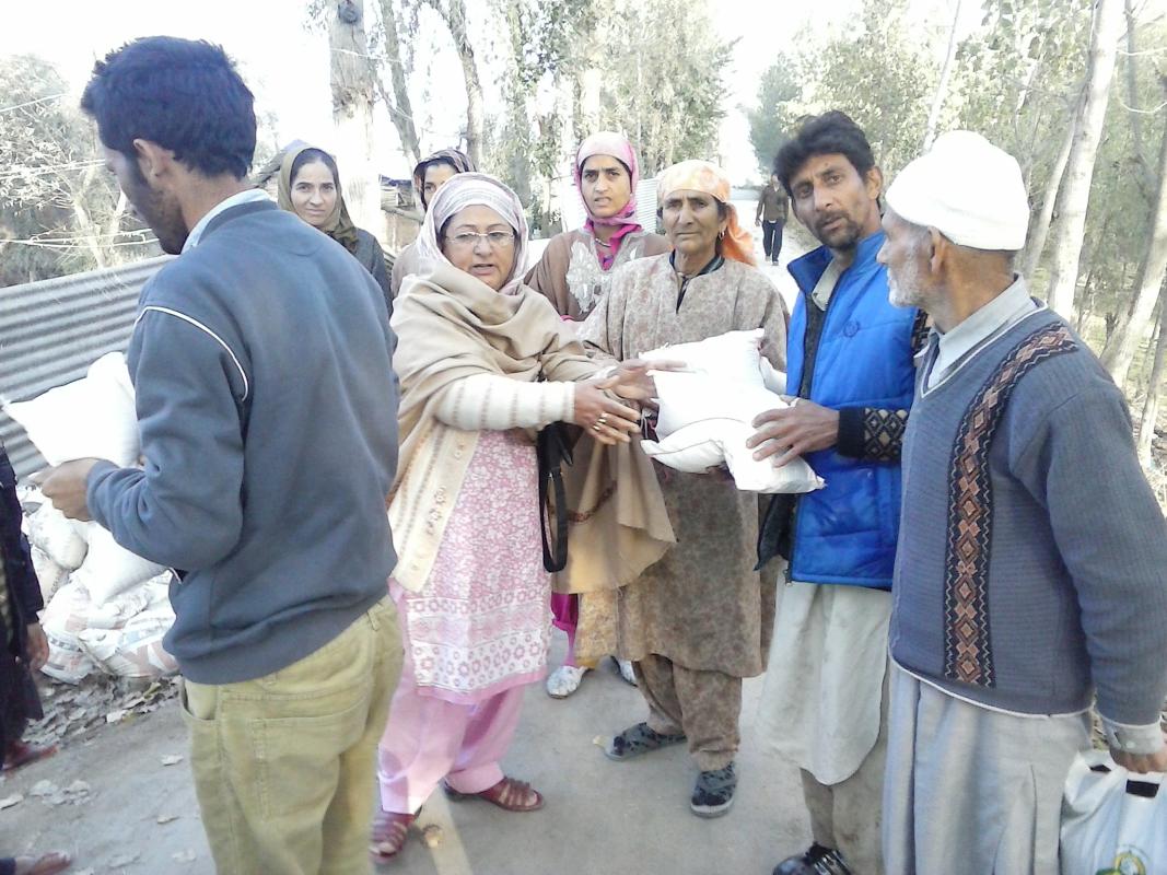 Relief Distribution after flood for flood affected families at Kashmir valley.