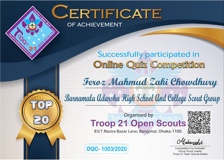 Online Quiz Competition Prize Ceremony-2020