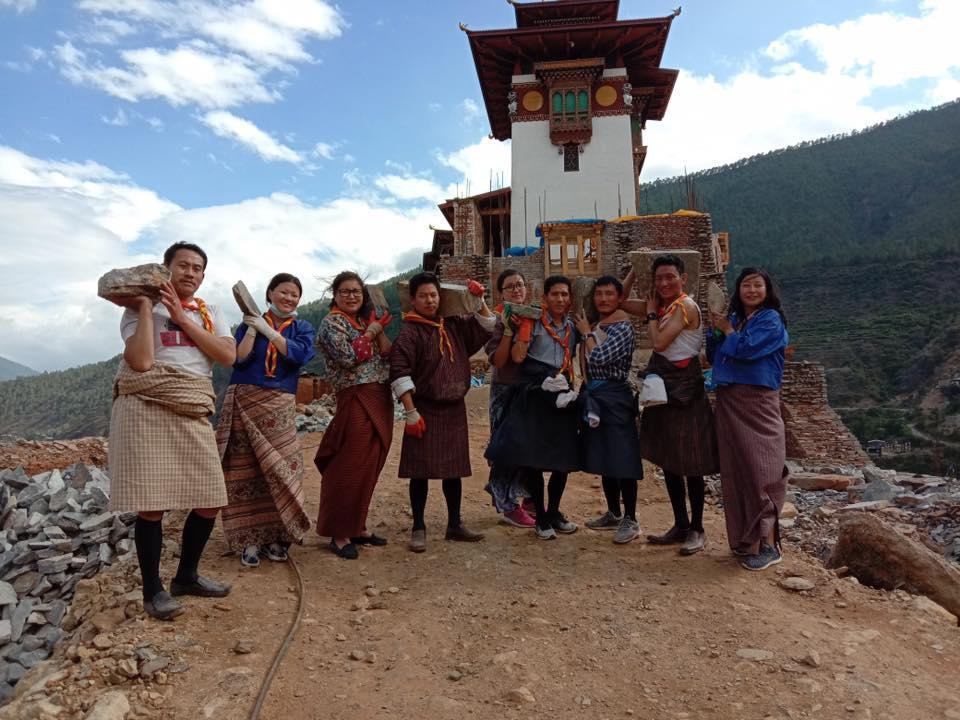 Community service at A Historic Dzong reconstruction