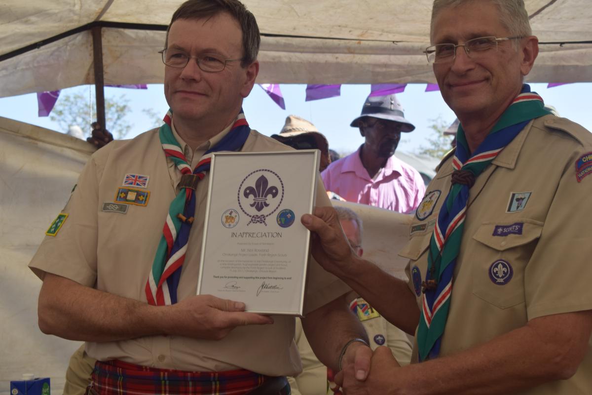 Scottish and Namibian Scouts collaborate on community kindergarten, garden