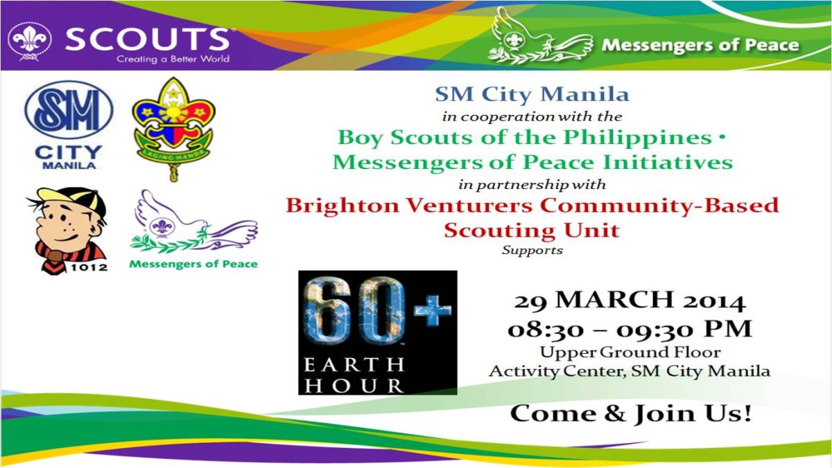 Brighton Scouts Messengers of Peace Supports 2014 Earth Hour