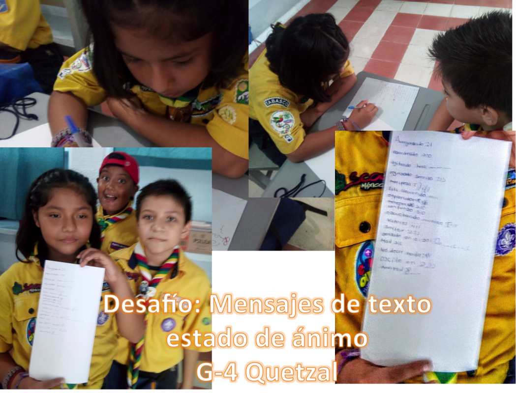 Desafío: Los mensajes de texto de estado de ánimo. JOTA JOTI 2017