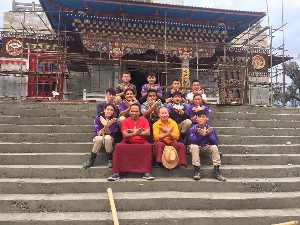 Leadership scouts rendering help in the construction of Sangay minjurling goenpa. 