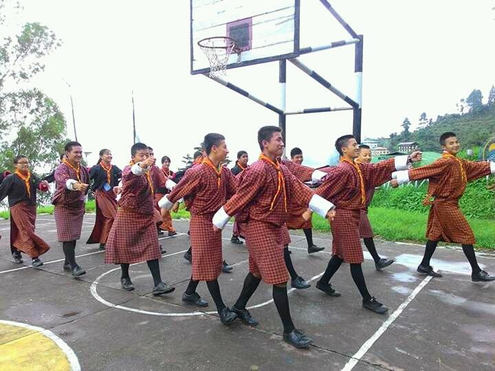 Teaching drill to mongar scouts