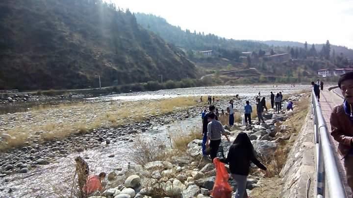 Cleaning river bank