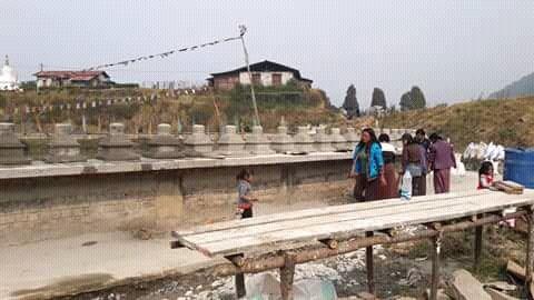 volunteered to help building chorten around the lake.