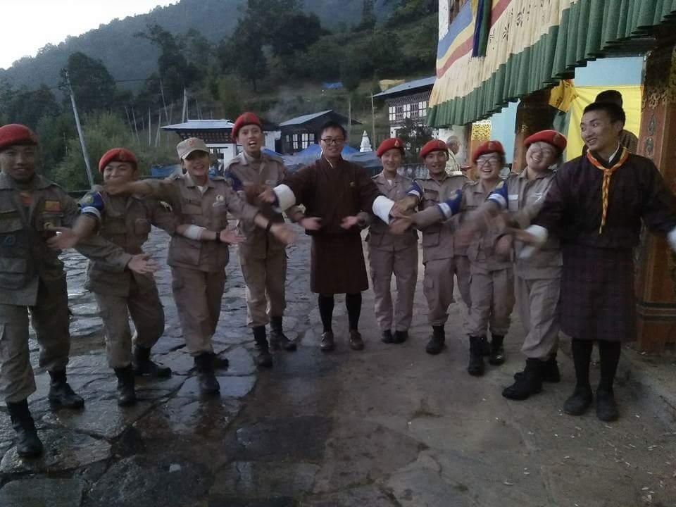 Volunteer during local Tsechu