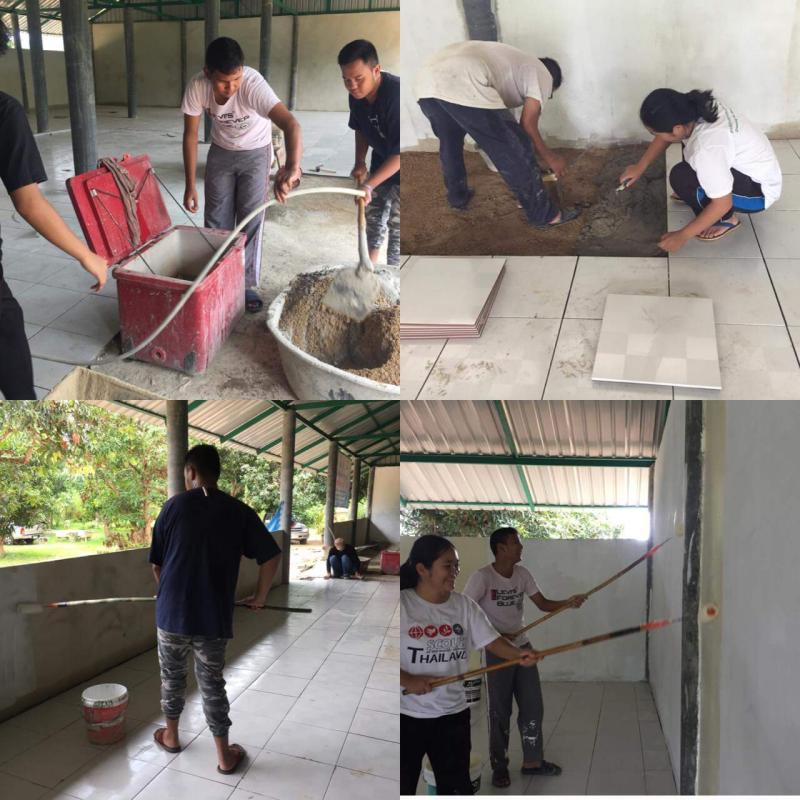 ลูกเสือวิสามัญโรงเรียนหัวหินได้ไปปูกระเบื้องและทาสีศาลา ที่ศาลาปฏิบัติธรรมคุณพ่ออุดม คุณแม่สง่า ต.หนองพลับ อ.หัวหิน จ.ประจวบคีรีขันธ์