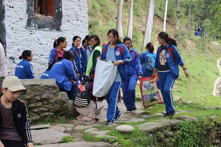 cleaning from jakar river to chamkhar chuu in commemorating the birth anniversary of the gyeltshuen(June 4)