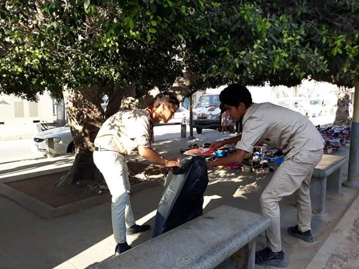 Cleaning the public garden of Tobruk city in Libya