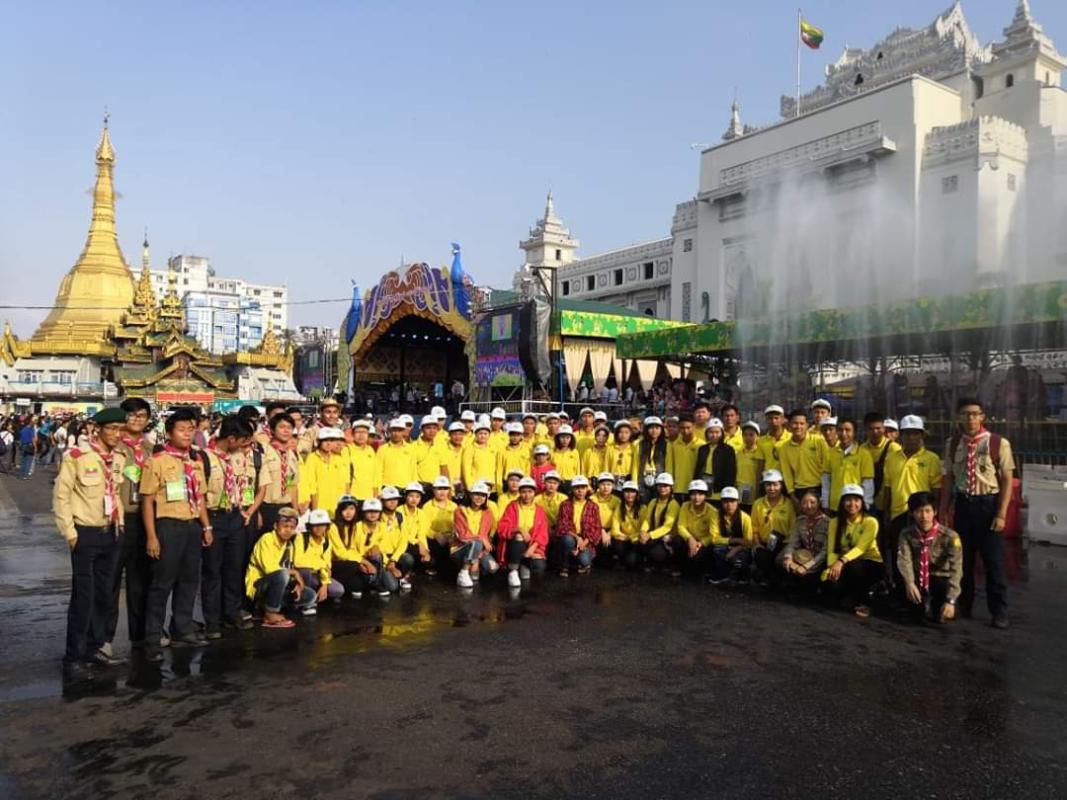 Scouts volunteer in Myanmar New Year Water Festival(2019)