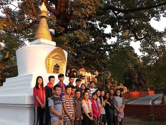 Restoration of chorten {stupa)