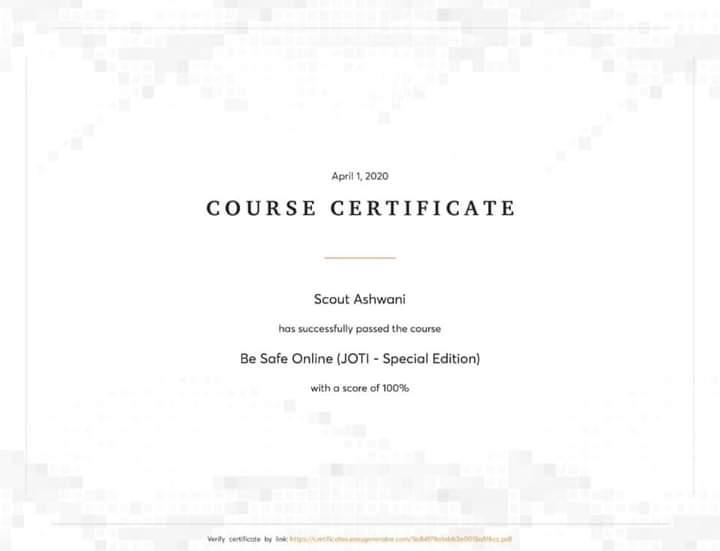 Done a course on Be Safe Online (JOTI- Special Edition)