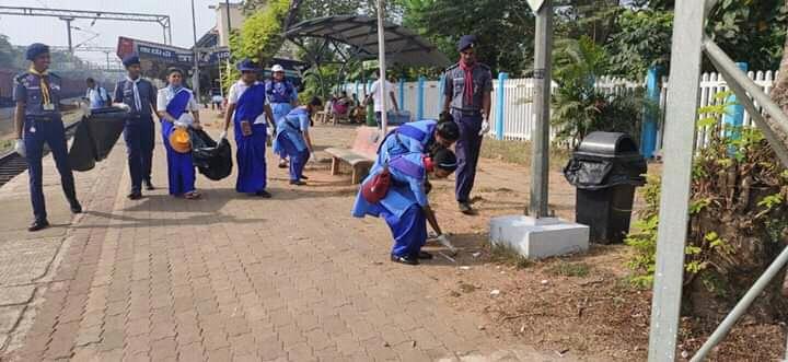 "43rd month Swachh Bharat Cleanliness Drive by Bharat Scouts and Guides District Association Udupi. Karnataka State India. "