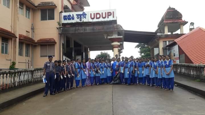 37th month Swachh Bharat cleanliness Drive held at  Indrali Railway Station on 4/08/19, Udupi, Karnataka State. India.