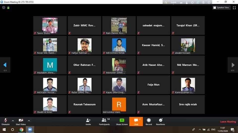 অনলাইনে রংপুর ও সিলেট বিভাগীয় সিনিয়র রোভার মেট ওয়ার্কশপ অনুষ্ঠিত