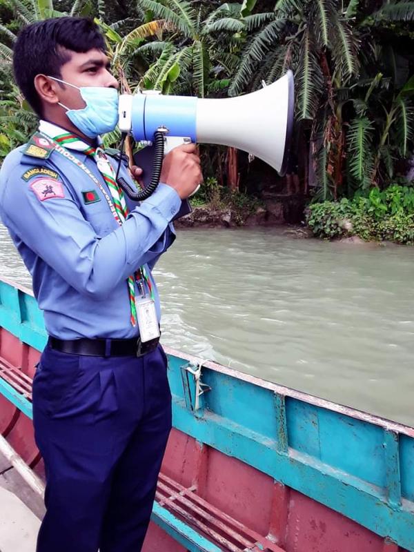 ধন্যবাদ ঝালকাঠি জেলা রোভার(Jhalakati District Scout's warning campaign to deal with the damage caused by cyclone Ampan in the river bank area ...)